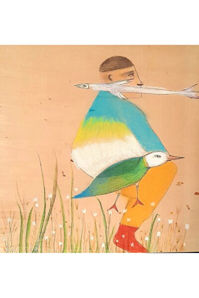 artoloji Nevin Kaygun - Bahçıvan - 2023 - Ahşap üzerine karışık teknik - 25x25 cm