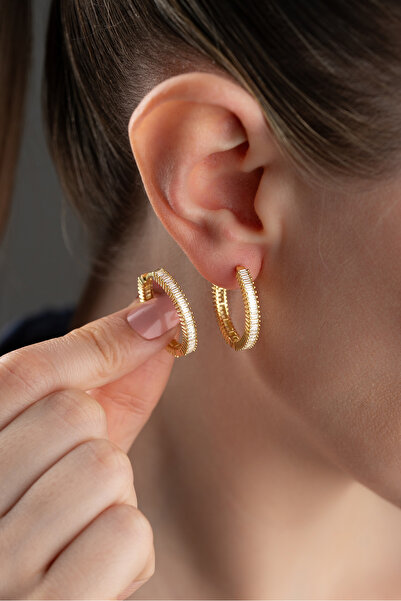 Silvano Jewelry 925 Ayar Gümüş Baget Taşlı Halka Küpe