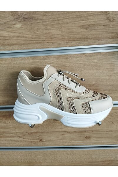 Alex Kalın Topuk Boncuklu Kadın Spor Ayakkabı