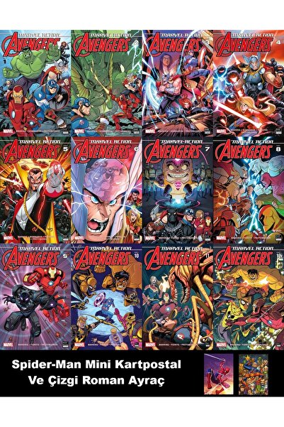 Marmara Çizgi Yayınları Marvel Action Avengers (1-12) Çizgi Roman | Spider-ma...