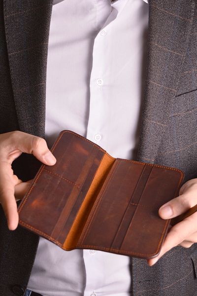 Jewelmim Light Brown Crazy Vertical Men's Wallet - 100% Real Leather with Card Holder Dr1138Ak