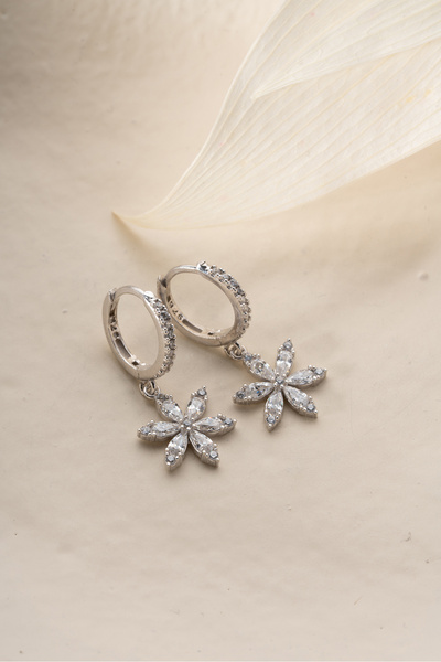 Silvano Jewelry 925 Ayar Gümüş Lotus Çiçeği Küpe