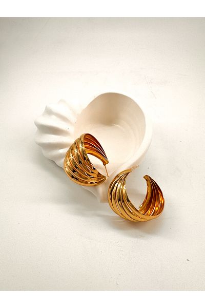 ZuTrenD Women Gold Gold Clams Large Size Bijuteria Steel Uncertain Style Trend Style Earrings