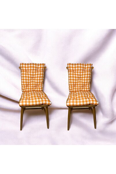 GÜLLÜCE HOME 2'li*pötikare*turuncu*arkalıklı*yıkanabilir*sandalye Minderi