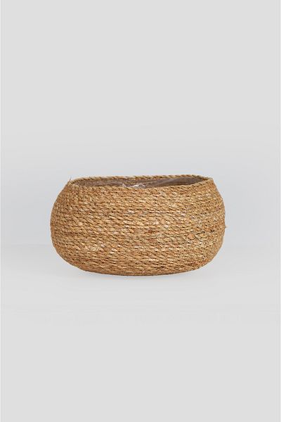 CasaLinda Natural Weave Flower Pot, Waterproof Inner Coating, Home/Office Decoration Basket