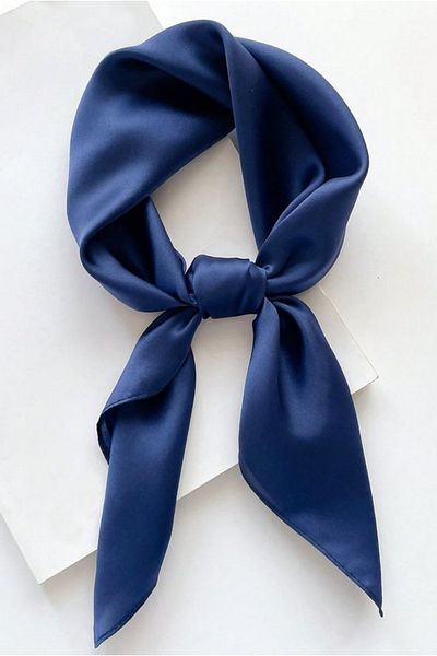 pistore Μπαντάνα Navy Blue Satin 50x50 cm