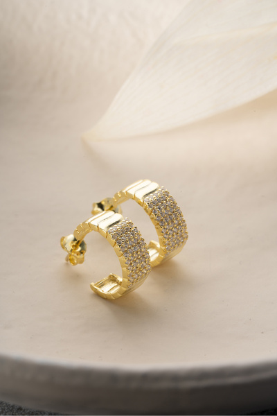 Silvano Jewelry 925 Ayar Gümüş Taşlı Halka Küpe