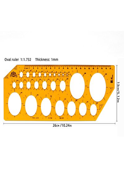 Choice K-101 Circular Oval Ruler Durable K Resin Drawing Design Furniture Architect Template Drafting Ruler