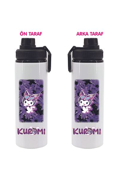 DKDZ SHOP Kuromiii Printed Metal Water Bottle Black 850ml.-053