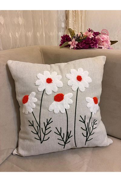 Mustgross Punch Embroidered Throw Pillow Cover 43X43Cm 1 Piece