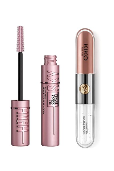 Maybelline New York ماسكارا سكاي هاي + أحمر شفاه سائل طبيعي وردي بخطوتين 103 - مجموعة