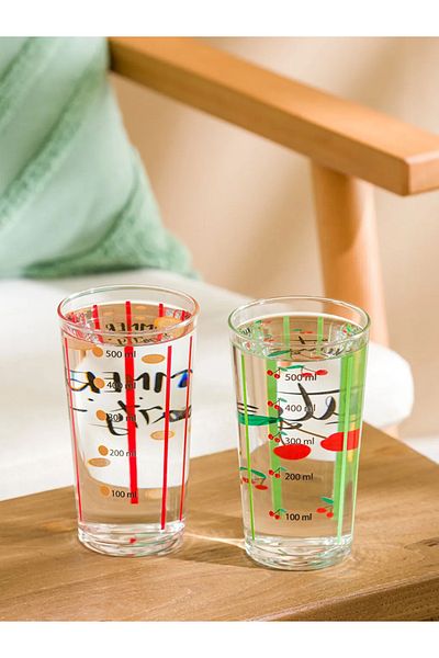 LC Waikiki Lcw Home Mixed Printed Glass Cup Set of 2 500 ml