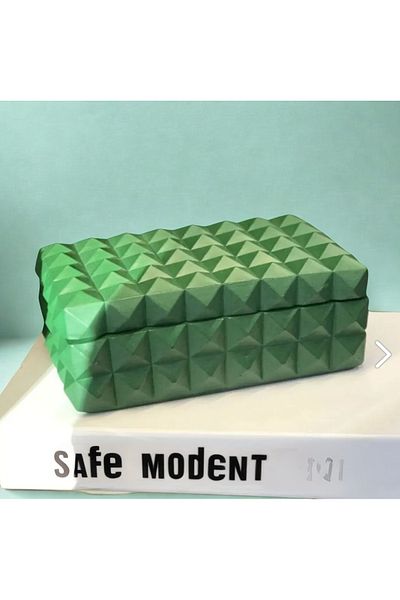 İki Cadı Tasarım Studded Box, Large Size Green Decorative Box