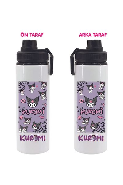 DKDZ SHOP Kuromi Printed Metal Water Bottle (Black) 850ml. -046
