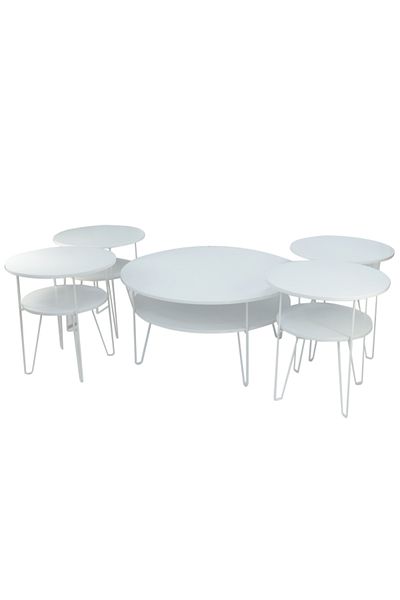 SAHABA 4 x 1 White Two-Tier Table Set 2321
