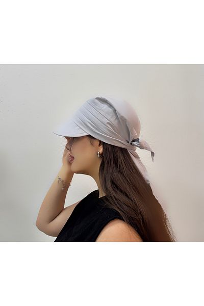 CapZone Tie-Up Visor Hat Visor Bandana Sun Protection Gray