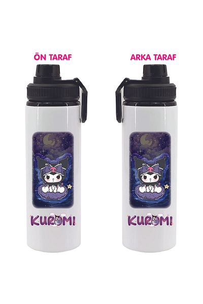 DKDZ SHOP Kuromiii Printed Metal Water Bottle Black 850ml.-050