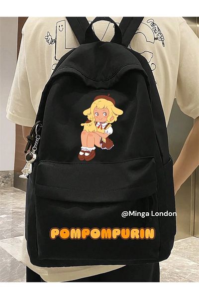 weywot Black Pompompurin Girls Printed School, Tutoring, Course Backpack