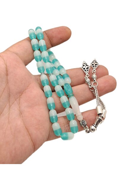 Han Ticarethane Special Design Double Color Green White Airplane Glass Rosary