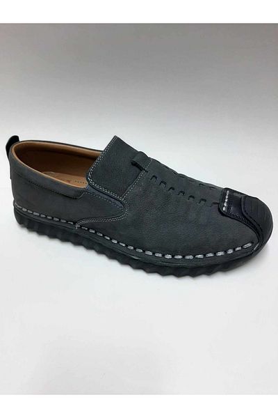 Luis Figo Lui̇s Fi̇go Genuine Leather Laceless Gray Color Nubuck Summer Men's Shoes