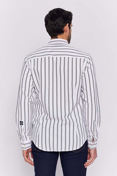 Galvanni Men's Navy Blue Shirt - Mahargi Navy Striped