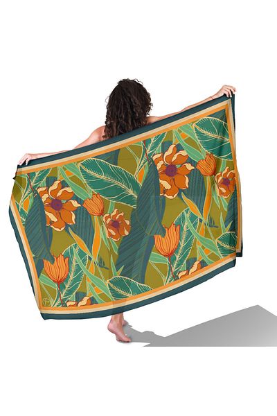TUA Orange Flover Pattern Inside-Non-Showing Satin Pareo
