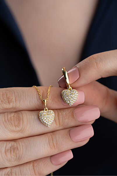 Silvano Jewelry 925 Ayar Gümüş Kalpli Takı Seti