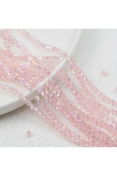 yiğit aksesuar 4 mm Pyramid Crystal Beads Light Pink (5 Strands)