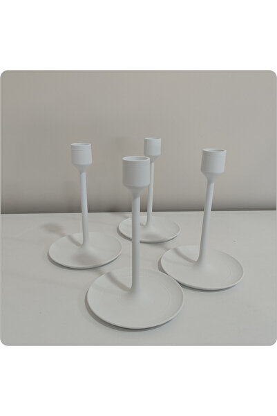 3DBASKILAR Modern Beyaz 3 Lü Şamdan Mumluk Dekoratif 3d Baskı