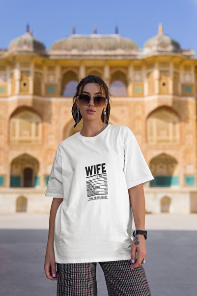 MG Wife Printed Women's Crew Neck Cotton Oversize Short Sleeve T-Shirt