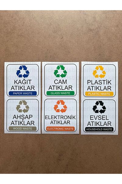 hdsticker 12Pcs Waste Classification Sticker Set - Plastic, Paper, Glass, Metal, Battery, Medical and More