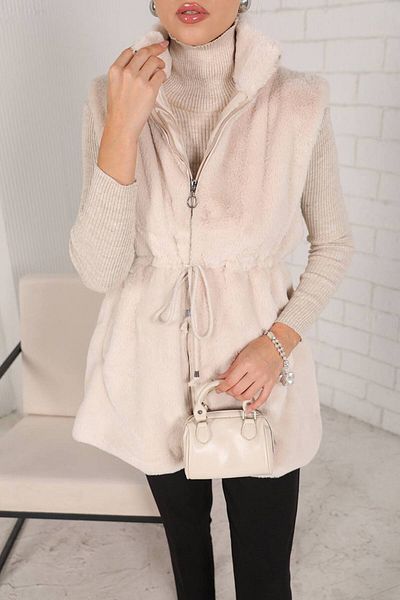 Melike Tatar Women's Zero Sleeve Faux Fur Vest