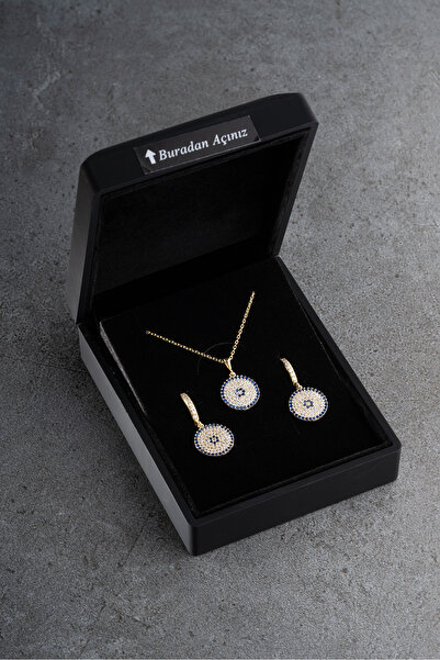 Silvano Jewelry 925 Ayar Gümüş Işıklı Kutuda Nazarlı Takı Seti