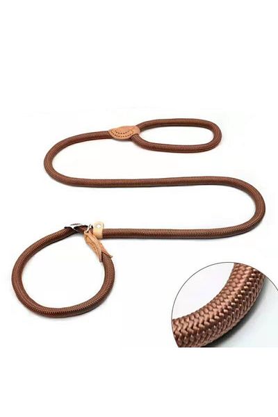 Choice 1.2x150cm Coffee Dog Leash Slip Rope Lead Leash Heavy Duty Braided Rope Adjustable Loop Collar Train