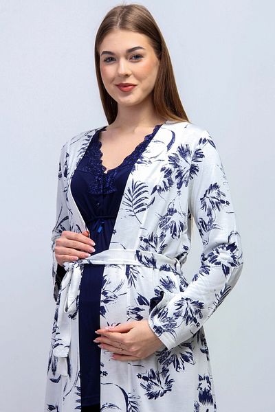 ByLohusa Effortt Navy Blue Lace Maternity Set
