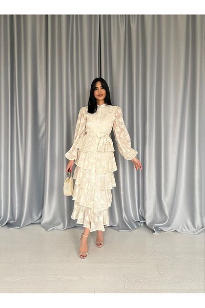 seher yılmaz butik Μακρύ φόρεμα με ριγέ υφάσματα