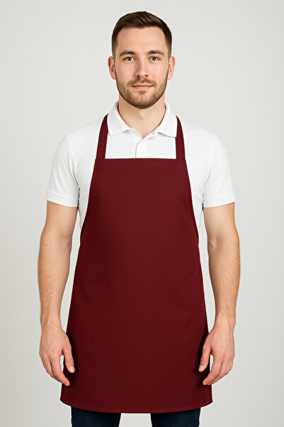 GTB BUTİK Burgundy Stain Resistant Gabardine Cook Chef Barista Kitchen Apron ...