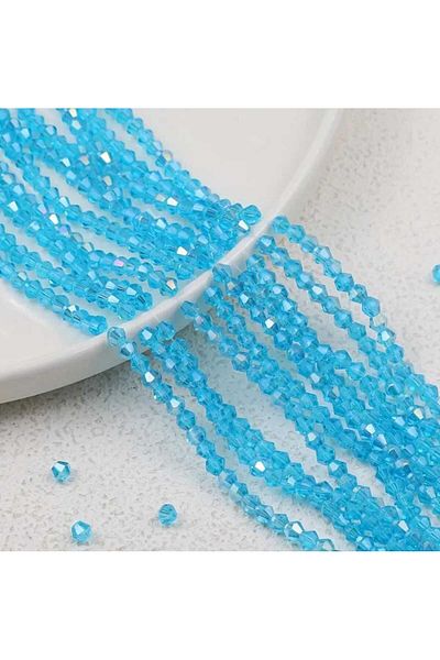 yiğit aksesuar 4 mm Pyramid Crystal Beads Light Blue (5 Strands)