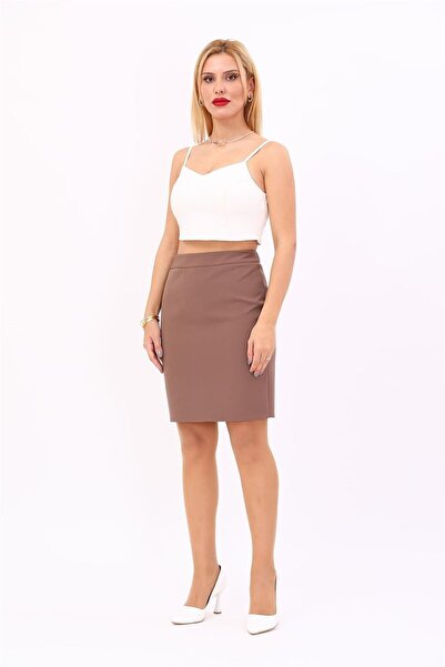 ÖNDER ÖZSOY تنورة ضيقة مستقيمة بفتحة - بني