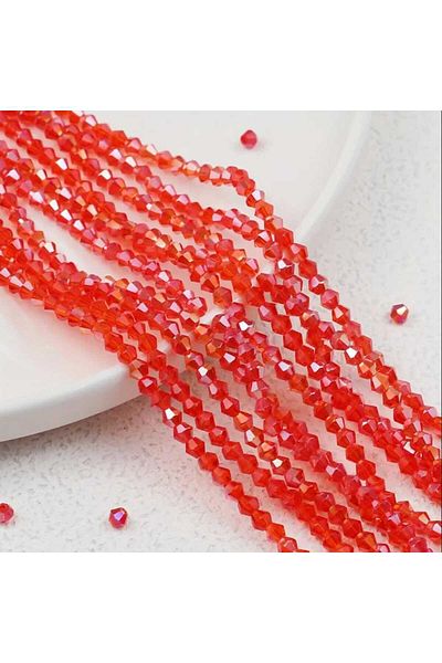 yiğit aksesuar 4 mm Pyramid Crystal Beads Red (5 Strands)