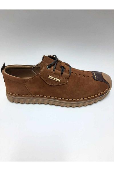 Luis Figo Lui̇s Fi̇go Genuine Leather Lace-Up Tan Color Nubuck Summer Men's Shoes