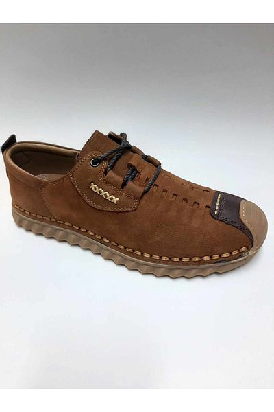 Luis Figo Lui̇s Fi̇go Genuine Leather Lace-Up Tan Color Nubuck Summer Men's Shoes