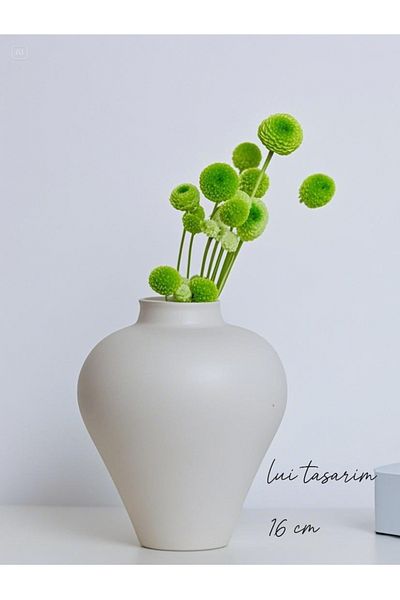 Lui Tasarım Elegant Scandinavian Style Simple Ceramic Matte white Vase 16 cm