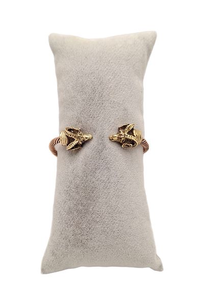 Han Ticarethane Bronze Aries Head Auger Model Copper Bracelet