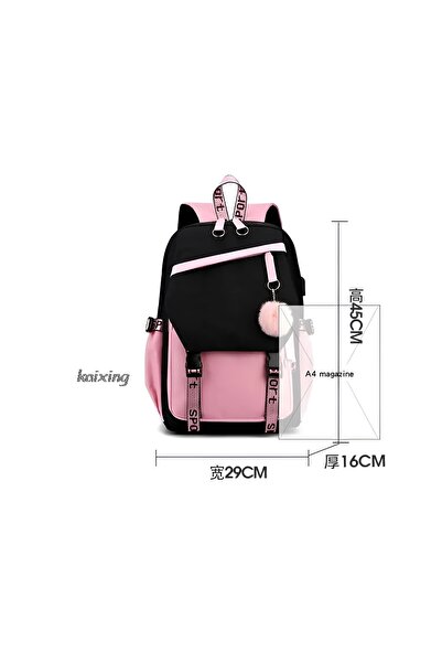 Hello Kitty Ponpon Aksesuarlı Kablo Bağlantılı Baskılı Kuromi Okul Çantası