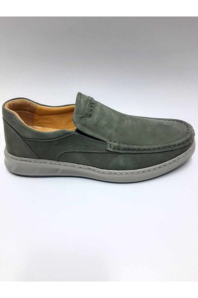 Luis Figo Lui̇s Fi̇go Genuine Leather Laceless Khaki Color Summer Men's Shoes