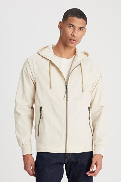 Lee Regular Fit Regular Cut Hooded Stone Color Coat Jacket