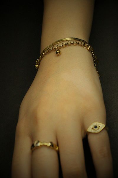 Glowy&Co. Duo Gold Color Chain Tarnish Steel Bracelet