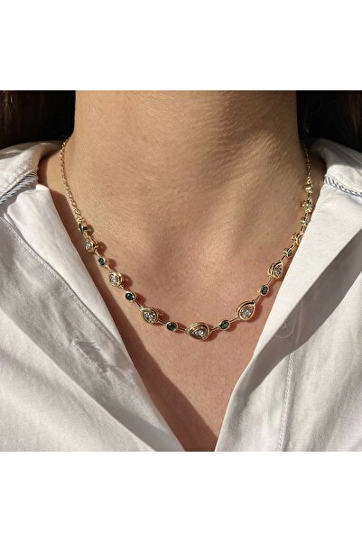 Vintagezegeni قلادة من الحجر الأخضر اللون