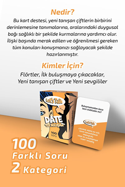 Metranya Flört ve Tanışma Kartları 100 Soru Sevgililer Günü Sevgiliye Hediye Çiftler İçin Romantik Kart Oyunu